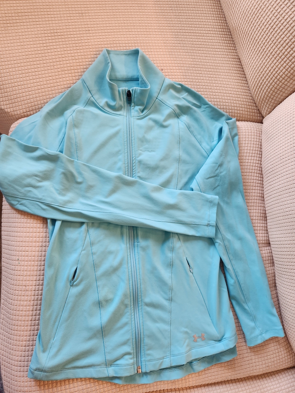 Under Armour Light Blue Zip-Up Jacket HEATGEAR Fitted Medium